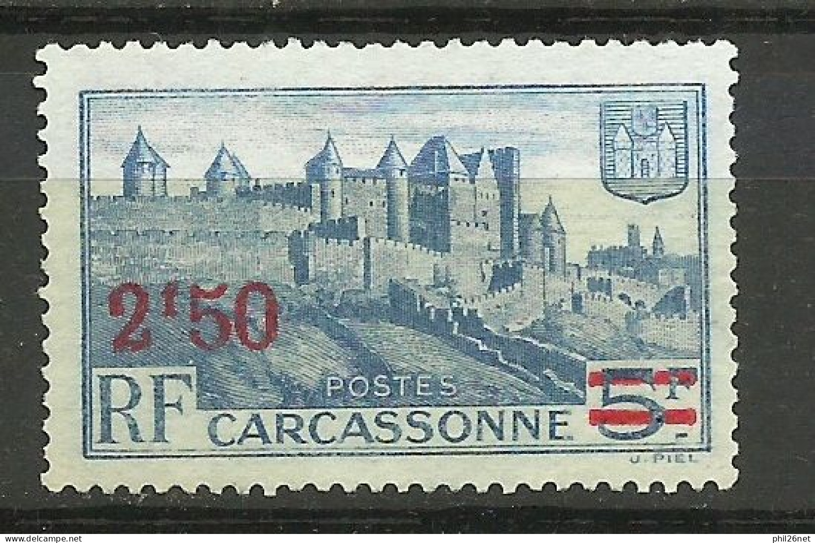 France N° 492    Carcassonne  Bleu Clair     Neuf  ( *  )    B/T B     Voir Scans    Soldes ! ! ! - Ongebruikt