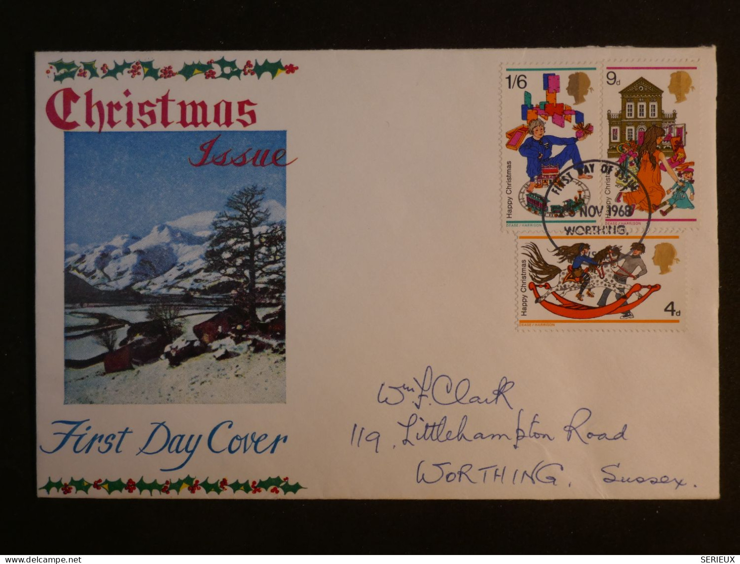 DH6 GREAT BRITAIN  BELLE LETTRE FDC  1968 WORTHING +CHRISTMAS+AFF.   INTERESSANT+++ - 1952-1971 Pre-Decimal Issues
