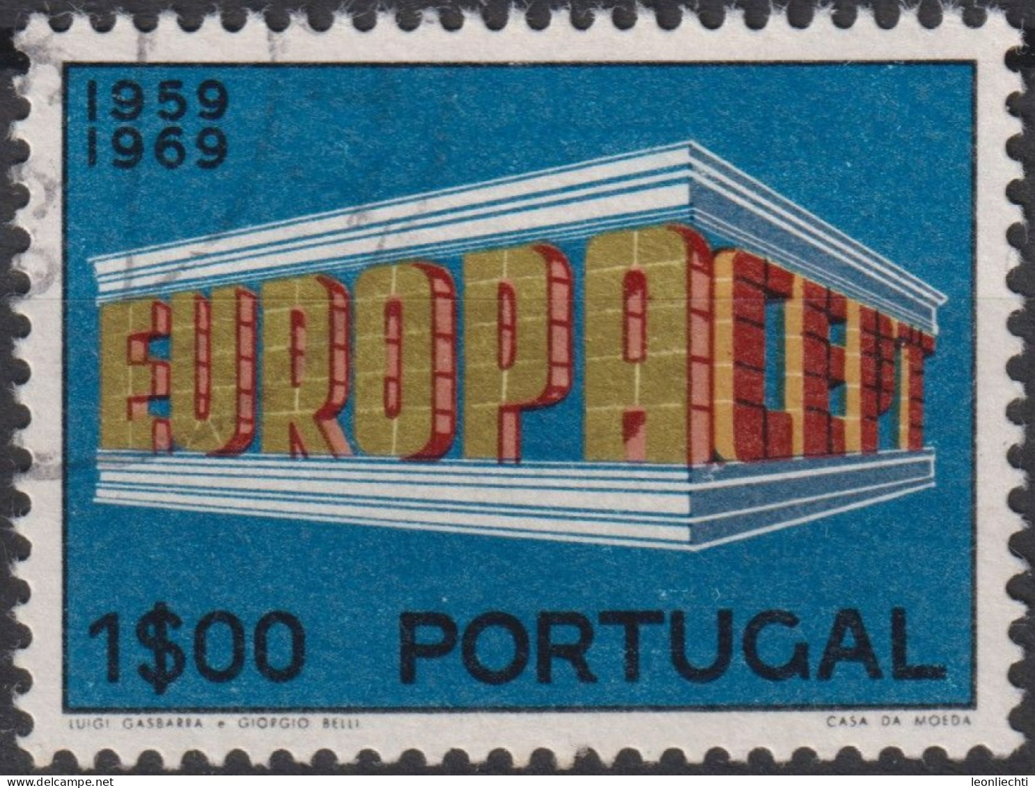 1969 Portugal ° Mi:PT 1070, Sn:PT 1038, Yt:PT 1051, C.E.P.T.- Building, Europa (C.E.P.T.) 1969 - Gebäude - Gebraucht