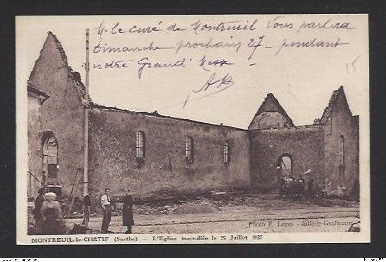 Montreuil  Le Chétif  -  L'Eglise Incendiée Le 25 Juillet 1937 - Loue