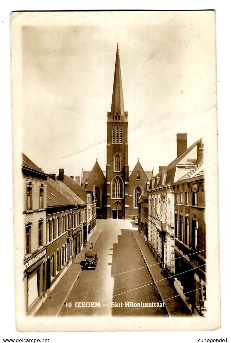 CPSM IZEGEM : Sint-Hiloniusstraat - ( Oude Auto ) - Veritable Photograph - Gelopen Naar Malonne 1939 - 2 Scans - Izegem