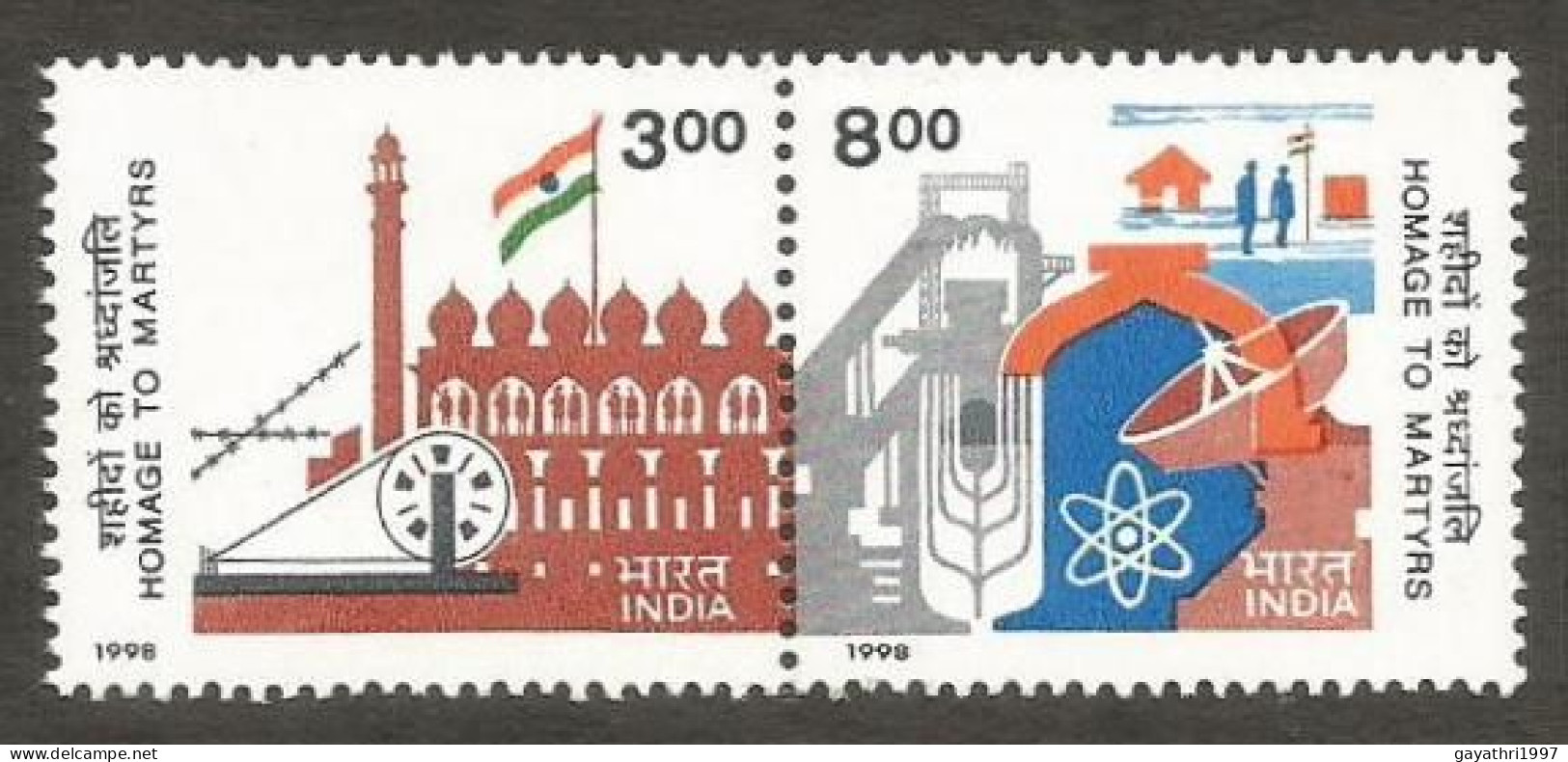 India 1998 Homage To Martyrs Se-tenant Mint MNH Good Condition (PST - 48) - Ungebraucht