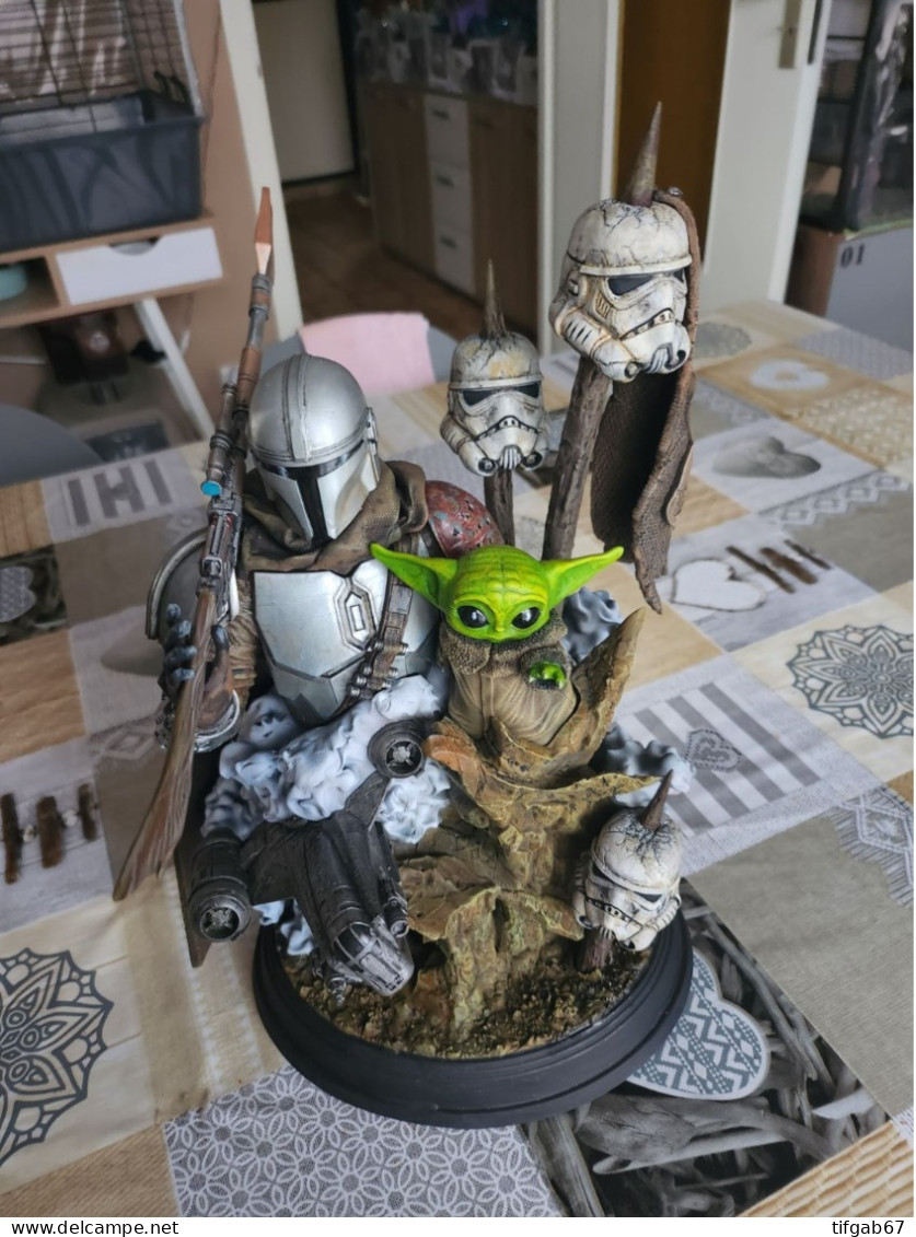 Figurine Star Wars Mandalorian & Bébé Yoda - Disney