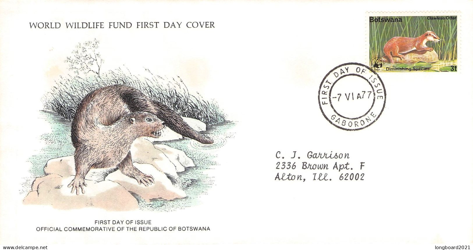 BOTSWANA - FDC WWF 1977 - OTTER  /4391 - Botswana (1966-...)