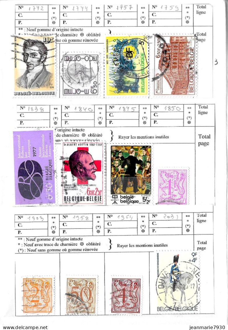 BELGIQUE -  LOT DE TIMBRES DANS CARNET A CHOIX et 10 LETTRES