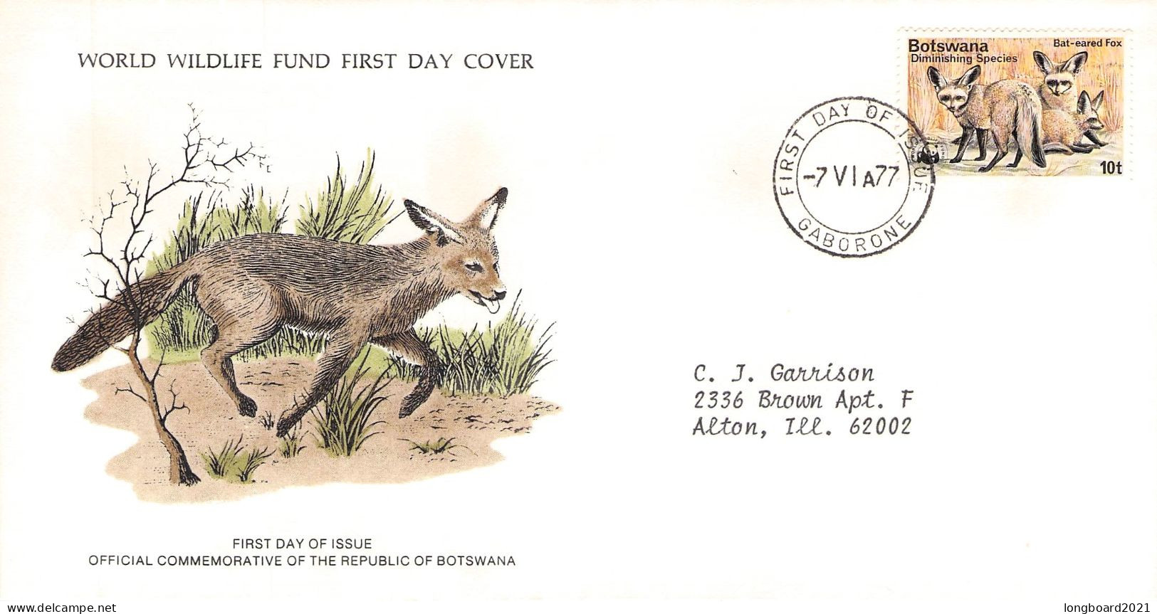 BOTSWANA - FDC WWF 1977 - FOX  /4392 - Botswana (1966-...)