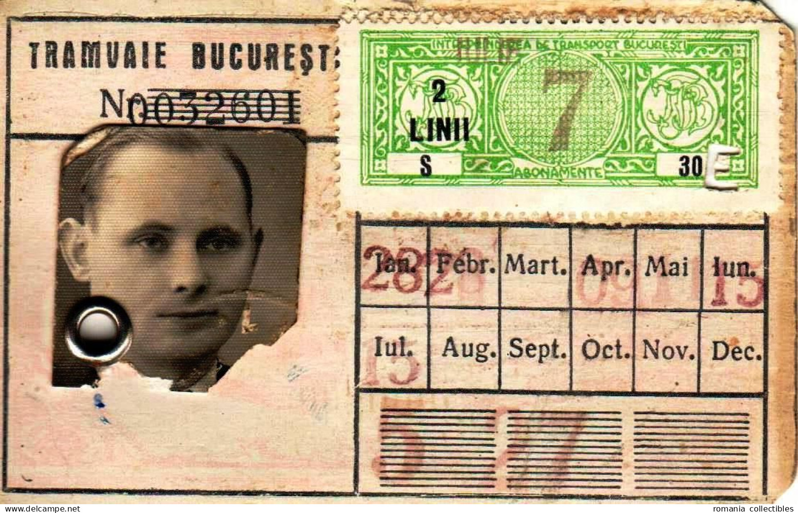 Romania, 1940's, Bucharest Tramway - Vintage Transport Pass, ITB - Rare Cinderella - Other & Unclassified