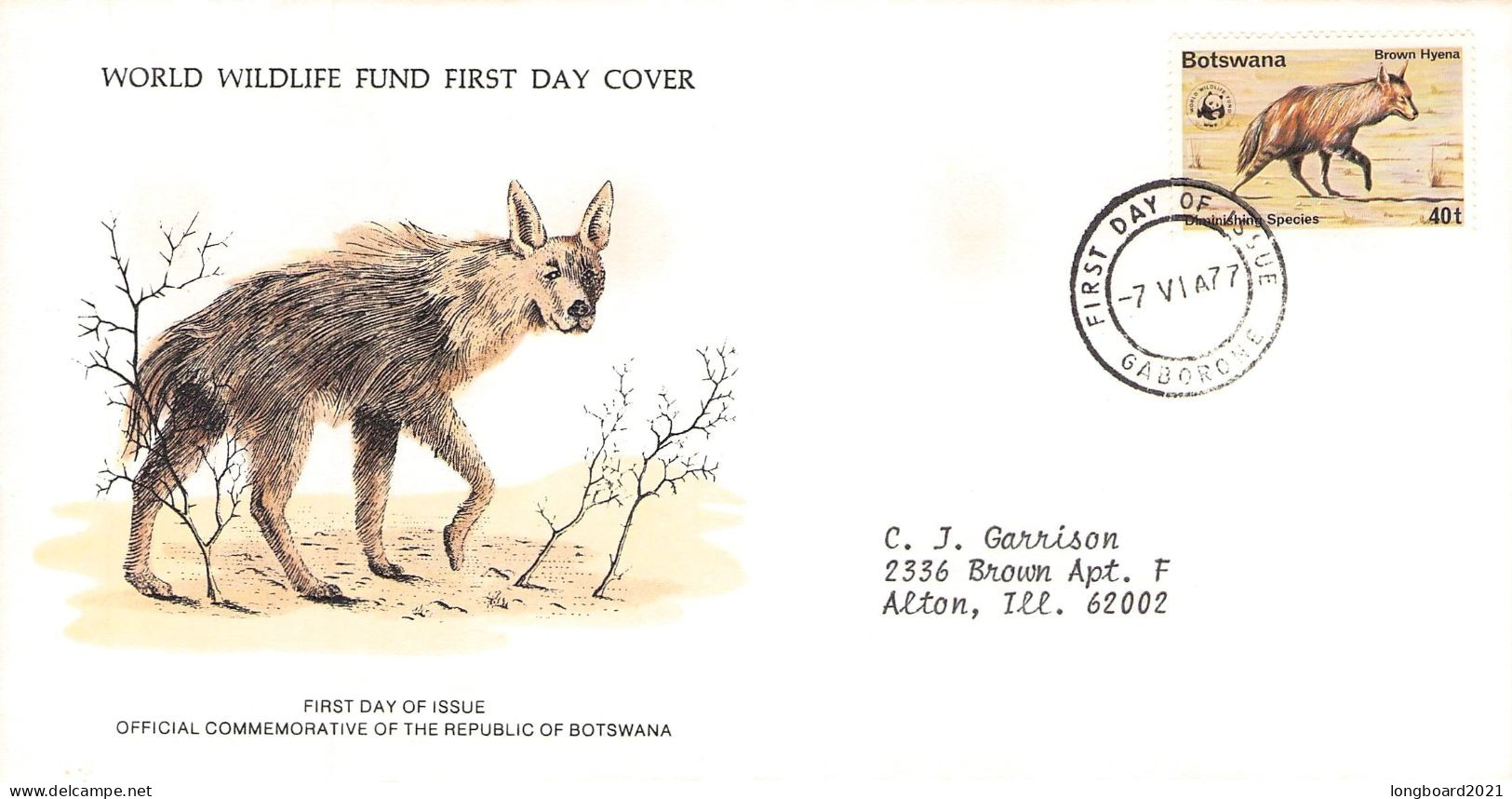 BOTSWANA - FDC WWF 1977 - HYENA  /4393 - Botswana (1966-...)