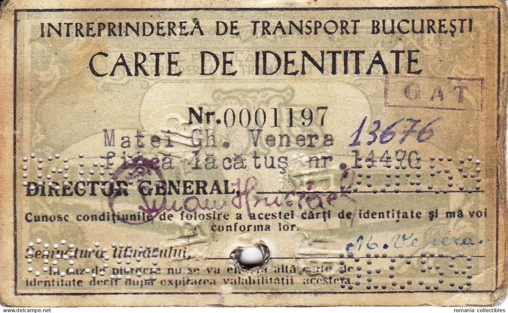Romania, 1959, Bucharest Tramway - Vintage Transport Pass, ITB - Other & Unclassified