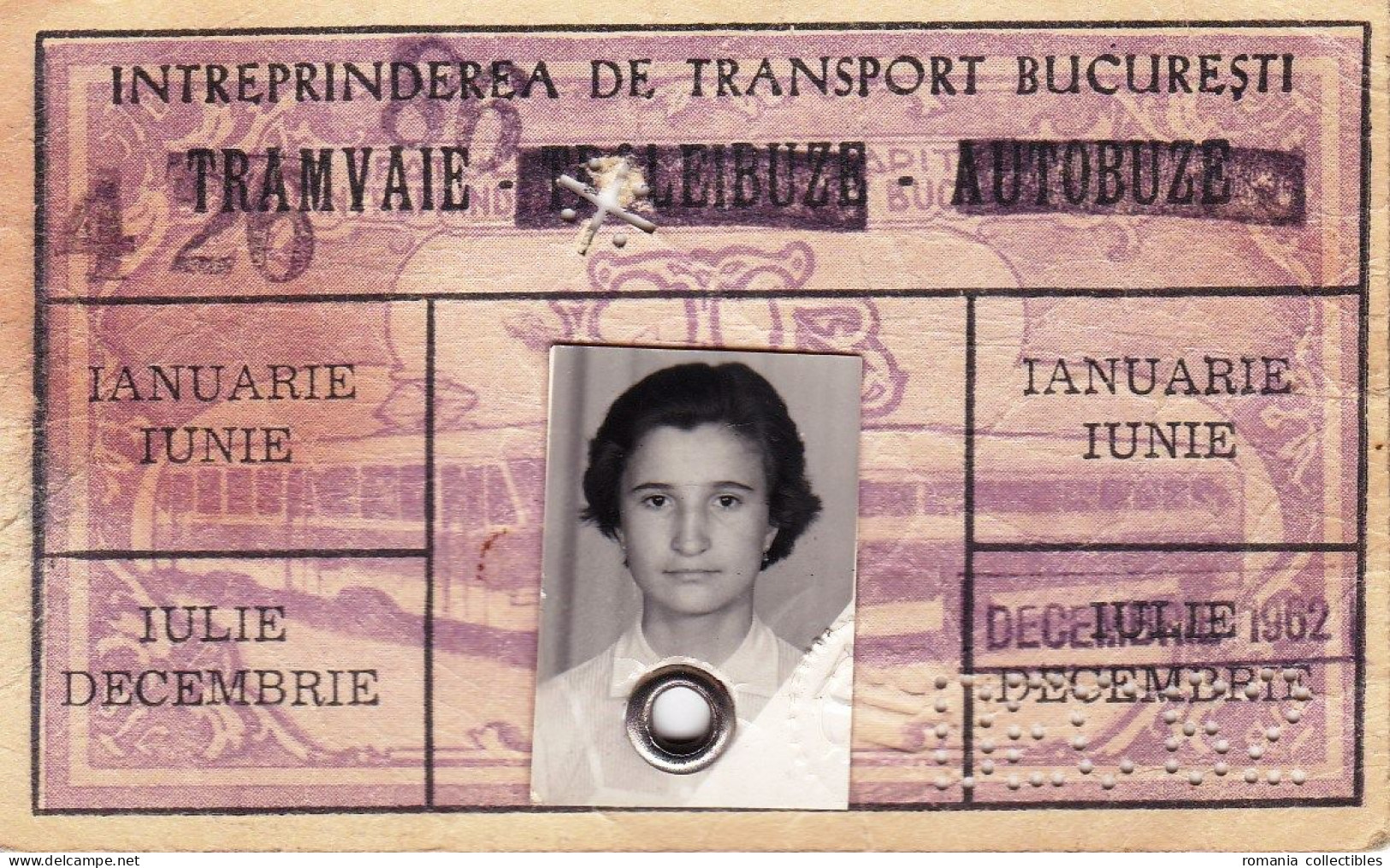 Romania, 1962, Bucharest Tramway - Vintage Transport Pass, ITB - Other & Unclassified