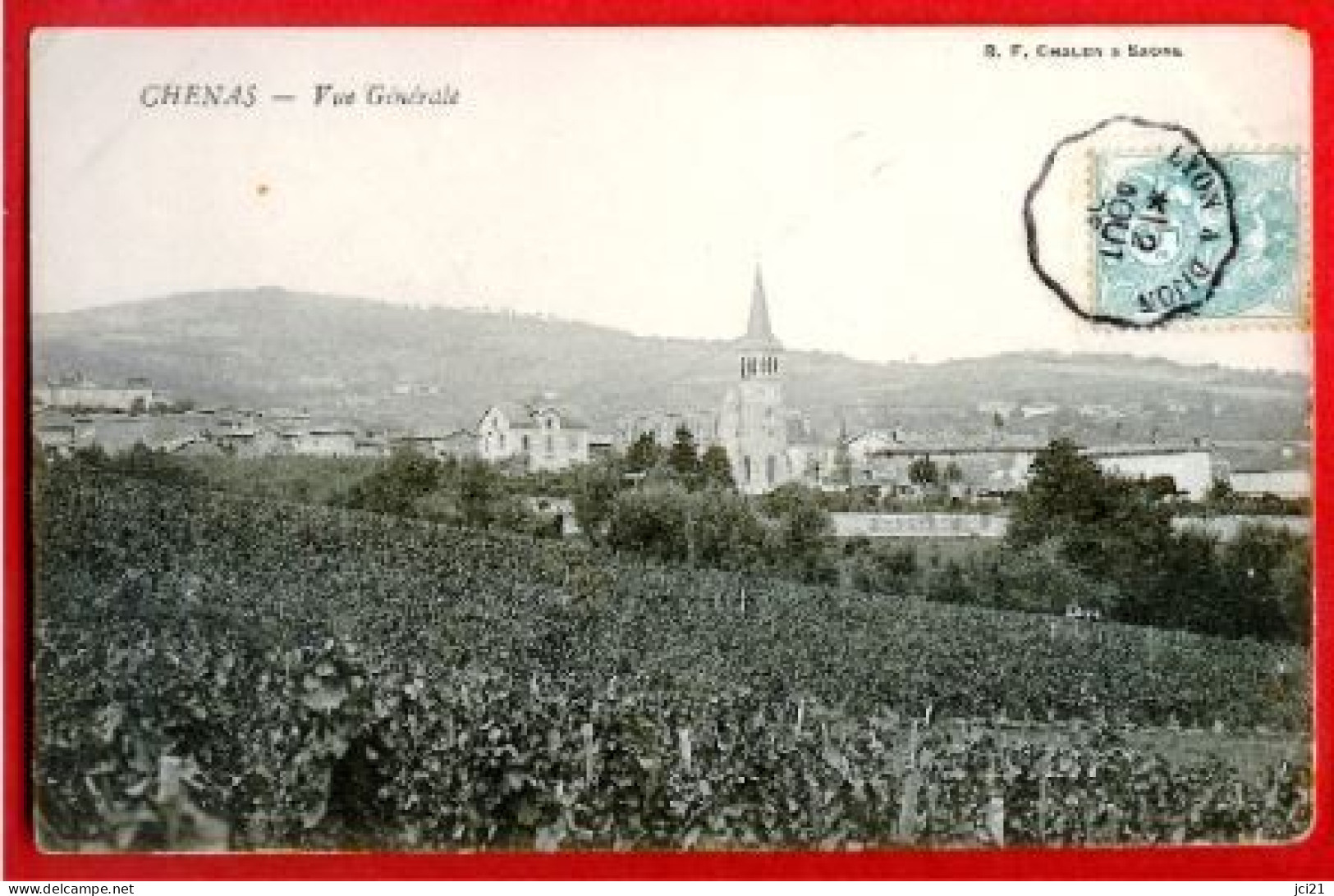 69 - RHÔNE -CHENAS - VUE GÉNÉRALE - CPA - CACHET AMBULANT LYON À DIJON (191)_CP130 - Chenas