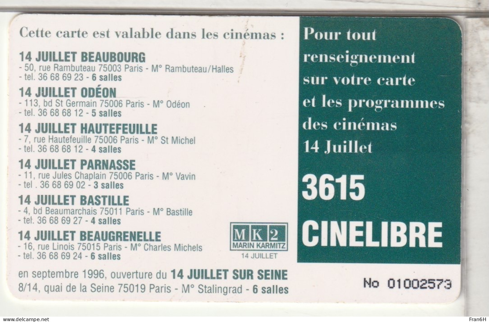 CINÉCARTE  - - Cinécartes