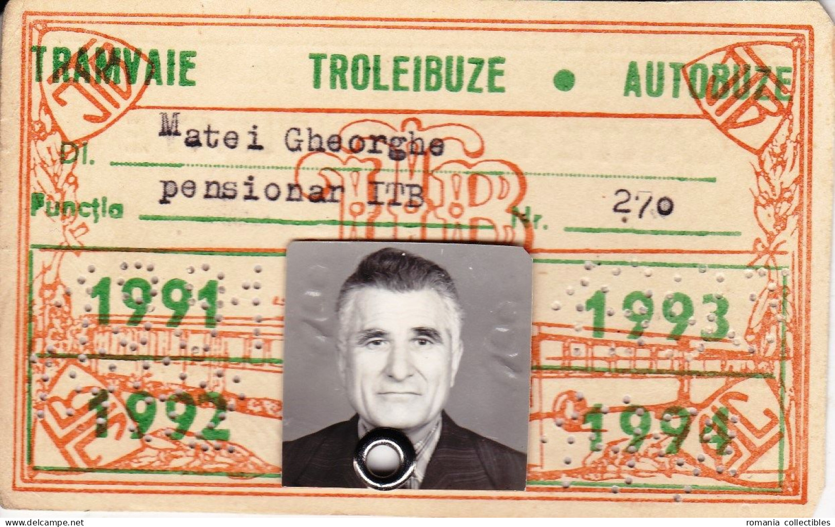 Romania, 1991, Bucharest Tramway Trolley Bus - Vintage Transport Pass, ITB - Altri & Non Classificati