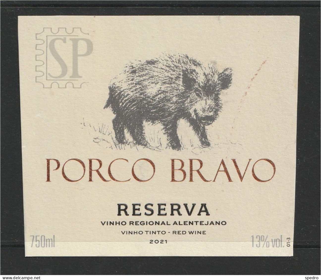 Portugal 2021 Rótulo Vinho Tinto Regional Alentejano Porco Bravo Red Wine Vin Rouge Alentejo - Rode Wijn