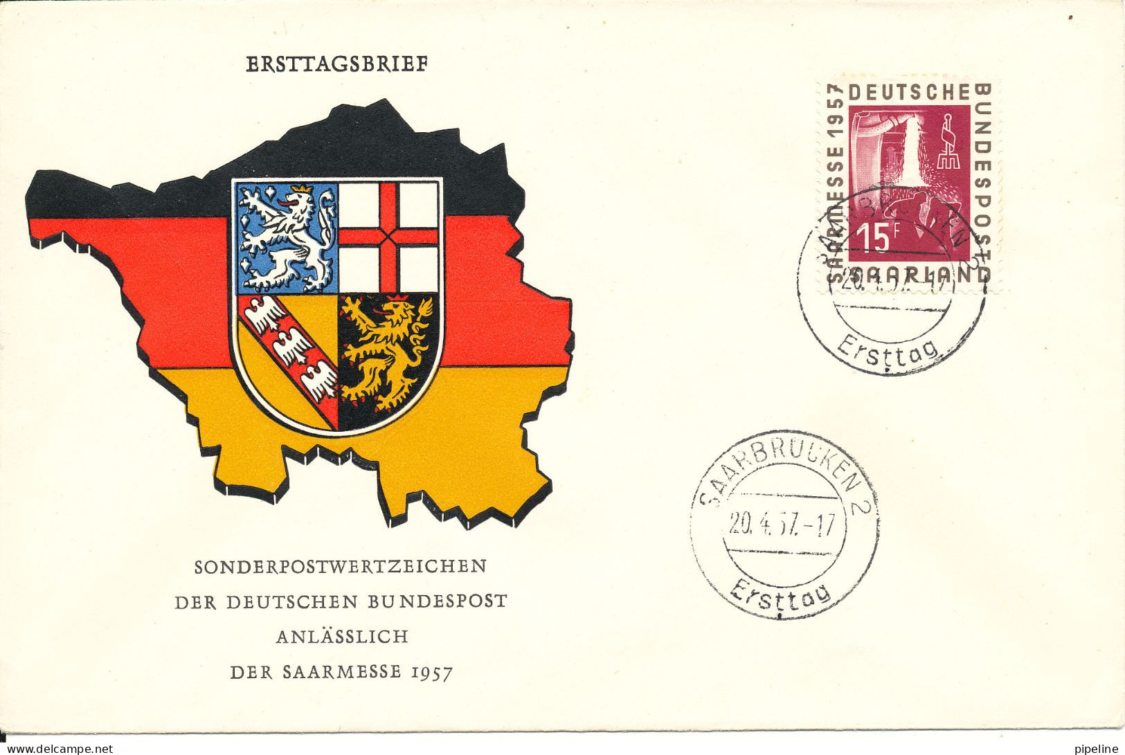 SAAR Sarland FDC 20-4-1957 Saarmesse 1957 With Nice Cachet - FDC