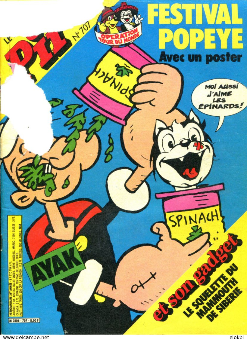 Pif Gadget N°707 - BD Historique “L'astrologue Et L'âne” - BD Bloc Popeye - Ayak "La Terre Des Hommes" - - Pif Gadget