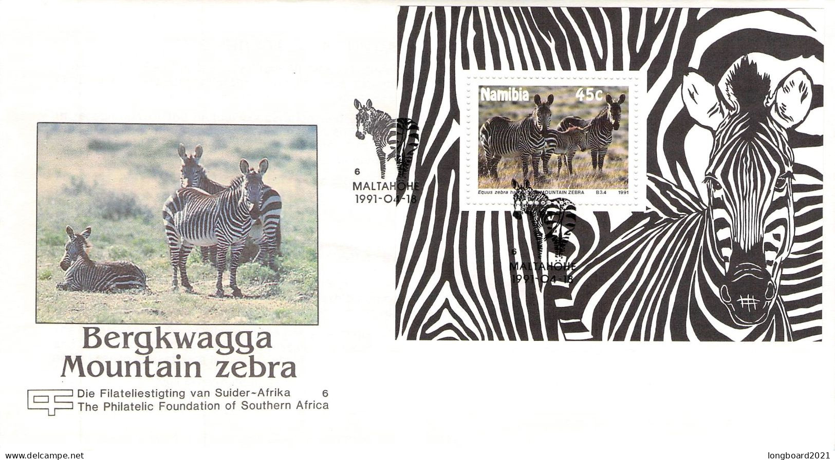 NAMIBIA - FDC WWF 1991 - MOUNTAIN ZEBRA  /4397 - Namibia (1990- ...)