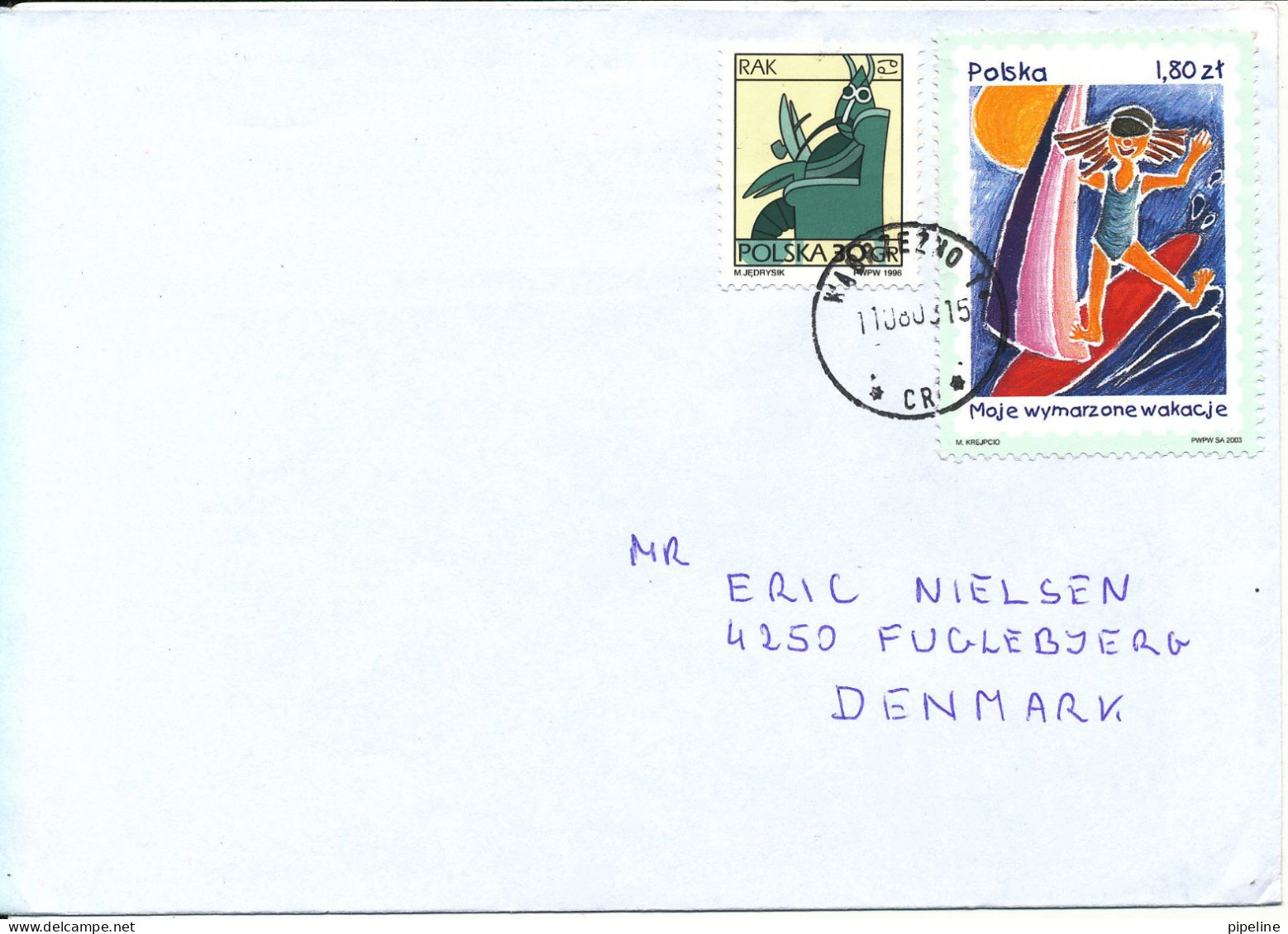 Poland Cover Sent To Denmark Wabrzezno 11-8-2003 Topic Stamps - Cartas & Documentos