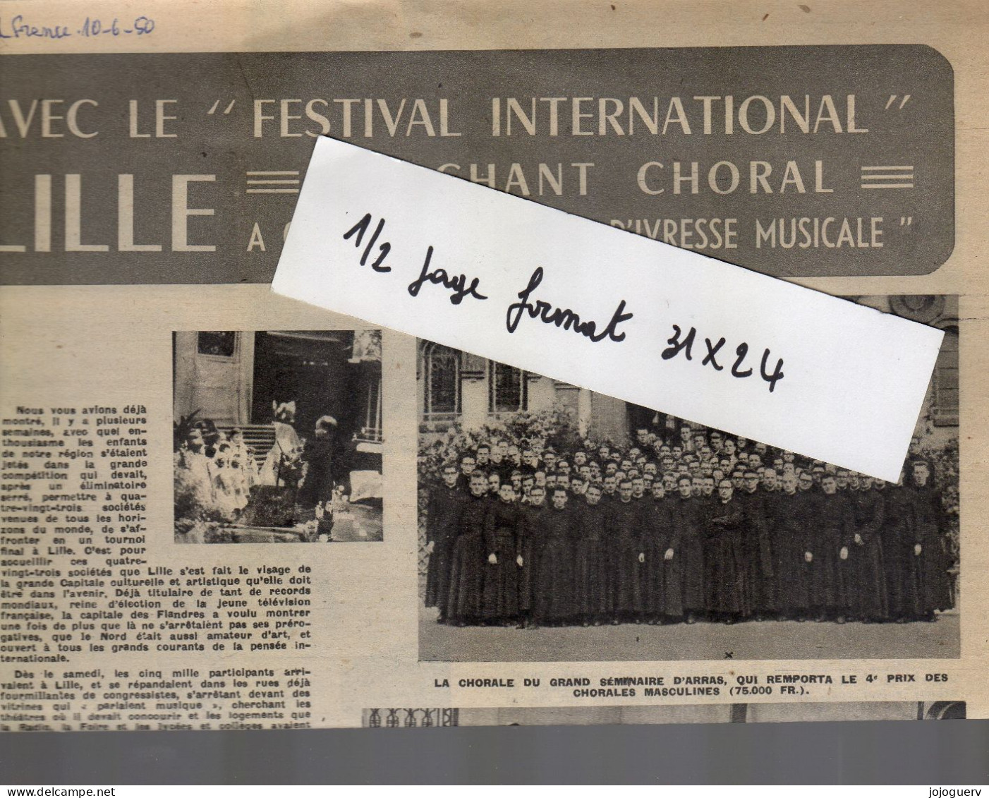 Extrait De Nord France : Lille Festival International 1950 , 3 Pages13 Photos Format 25x32 Chorale D'Arras, De Tourcoing - Grand Format : 1991-00