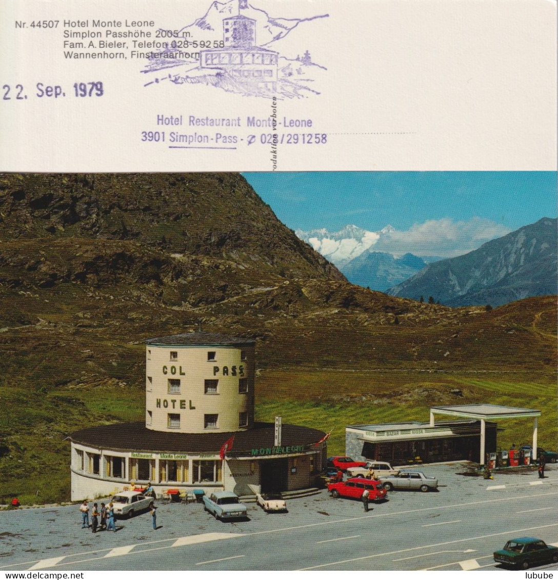 Simplon Passhöhe - Hotel Monte Leone (Hotelstempel)        1979 - Simplon