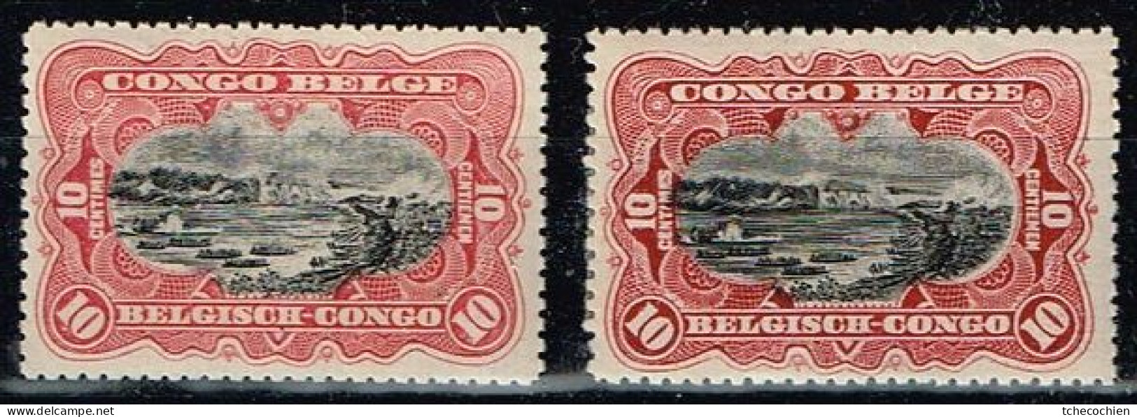 Congo Belge - 1910 - COB N° 55** Et 55 A** Carmin Laque, Très Légère Trace De Charnière Au N° 55 A - Ungebraucht