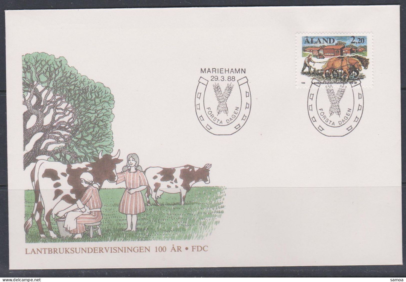 Aland FDC 1988 27 Agriculture Chevaux Vaches - Aland