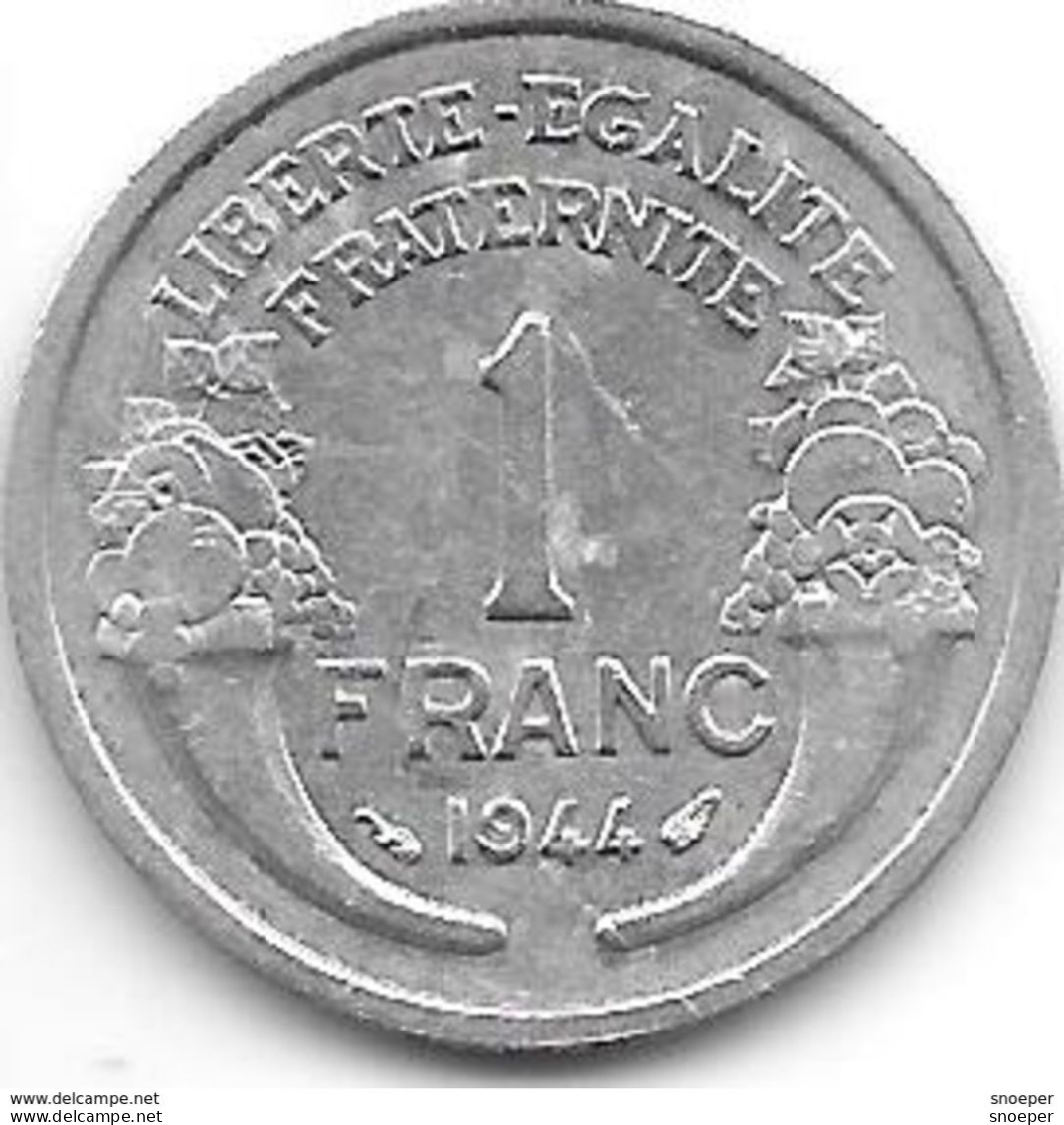 France 1 Franc 1944  Km 885a.1 Xf+ - 1 Franc