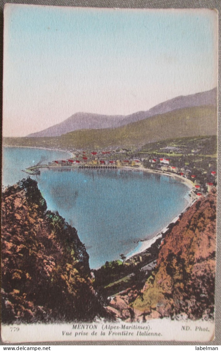 FRANCE MENTON ITALIAN BORDER ALPES MARITIMES KARTE CARTE POSTALE ANSICHTSKARTE POSTCARD CARD CARTOLINA POSTKARTE - Menton