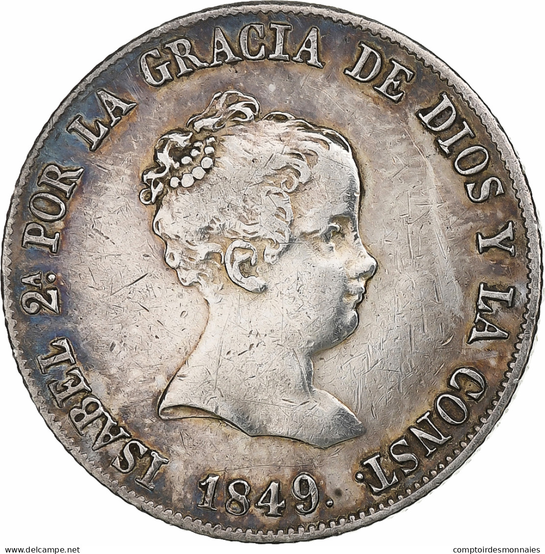 Espagne, Isabel II, 4 Réales, 1849, Madrid, Argent, TTB, KM:519.2 - Erstausgaben