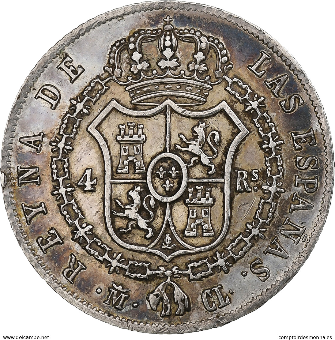 Espagne, Isabel II, 4 Réales, 1849, Madrid, Argent, TTB, KM:519.2 - Premières Frappes