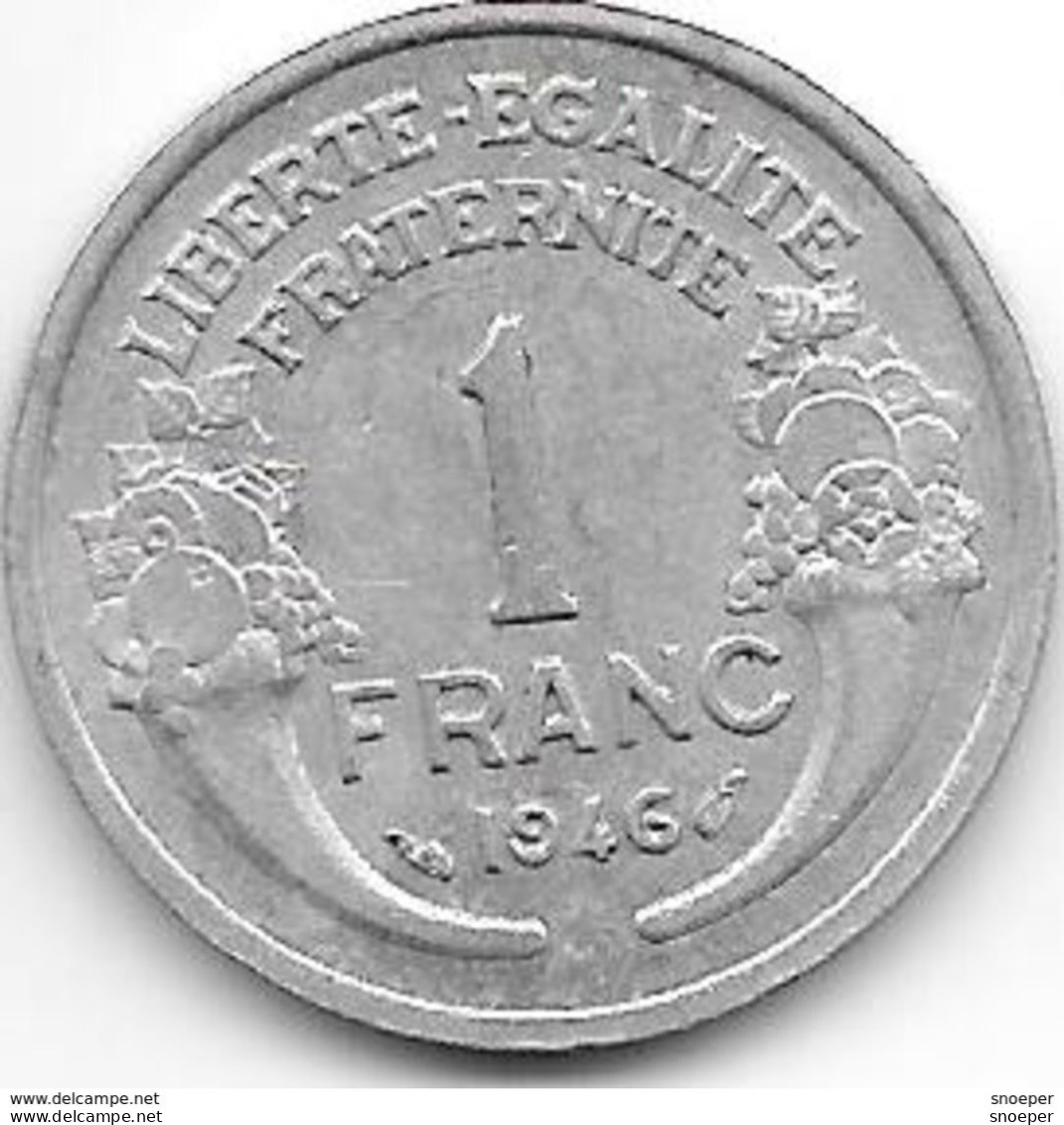 *france 1 Franc 1946  Km 885a.1 Xf+ - 1 Franc