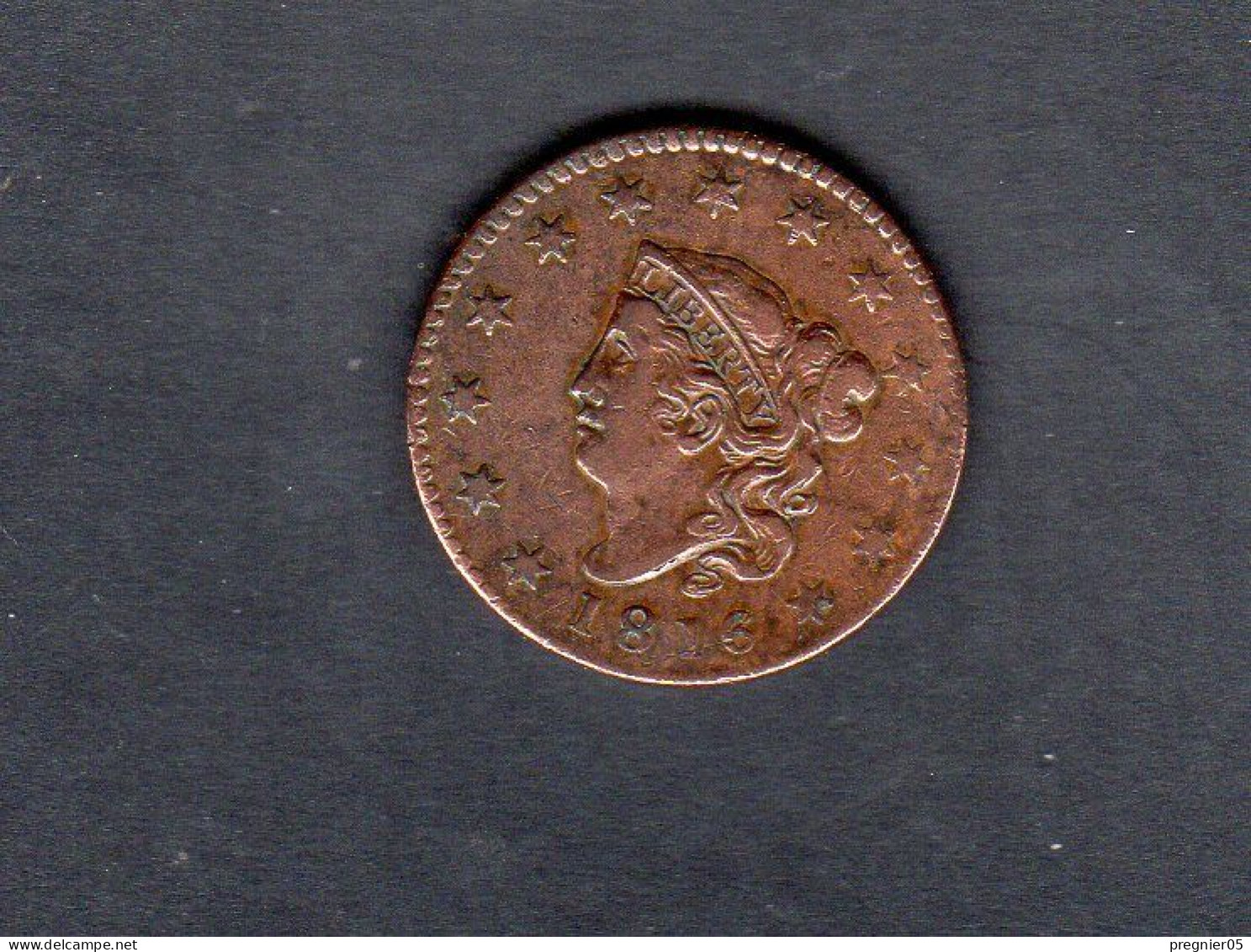 USA - Pièce 1 Cent "Coronet / Matron" Type 1  1816 TTB/VF  KM.045.1 - 1816-1839: Coronet Head