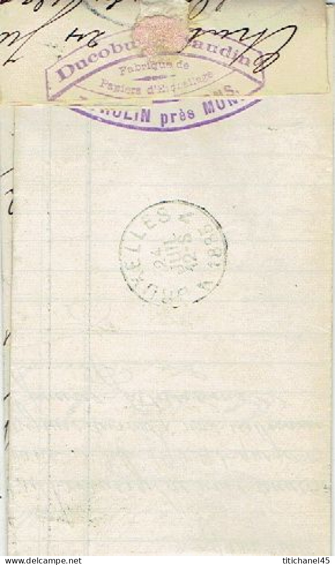 N°46 Sur Lettre De BOUSSU > BRUXELLES 1885 - Facture à Entête + Cachet DUCOBU-DECAUDIN Fabricant De Papier à THULIN - 1883 Leopold II