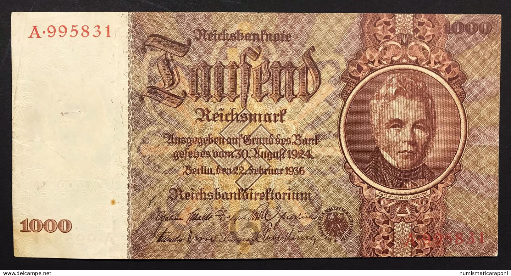 Germania Germany 1000 Mark  1936 Pick#184   LOTTO 489 - 1000 Mark