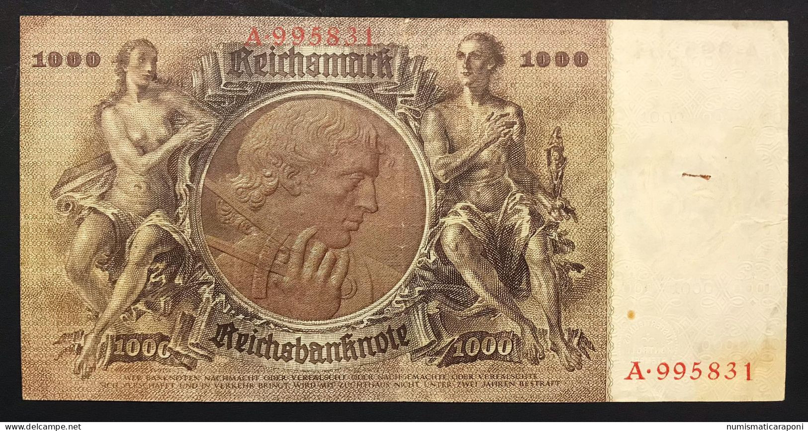 Germania Germany 1000 Mark  1936 Pick#184   LOTTO 489 - 1.000 Mark