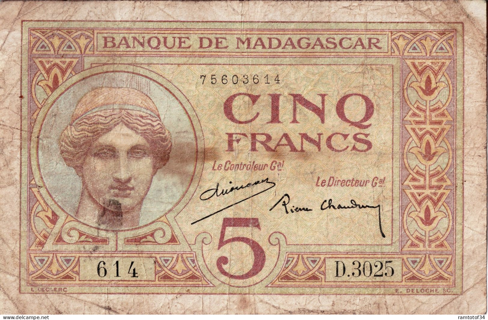 Madagascar 5 Francs 1926-1947 - Madagascar