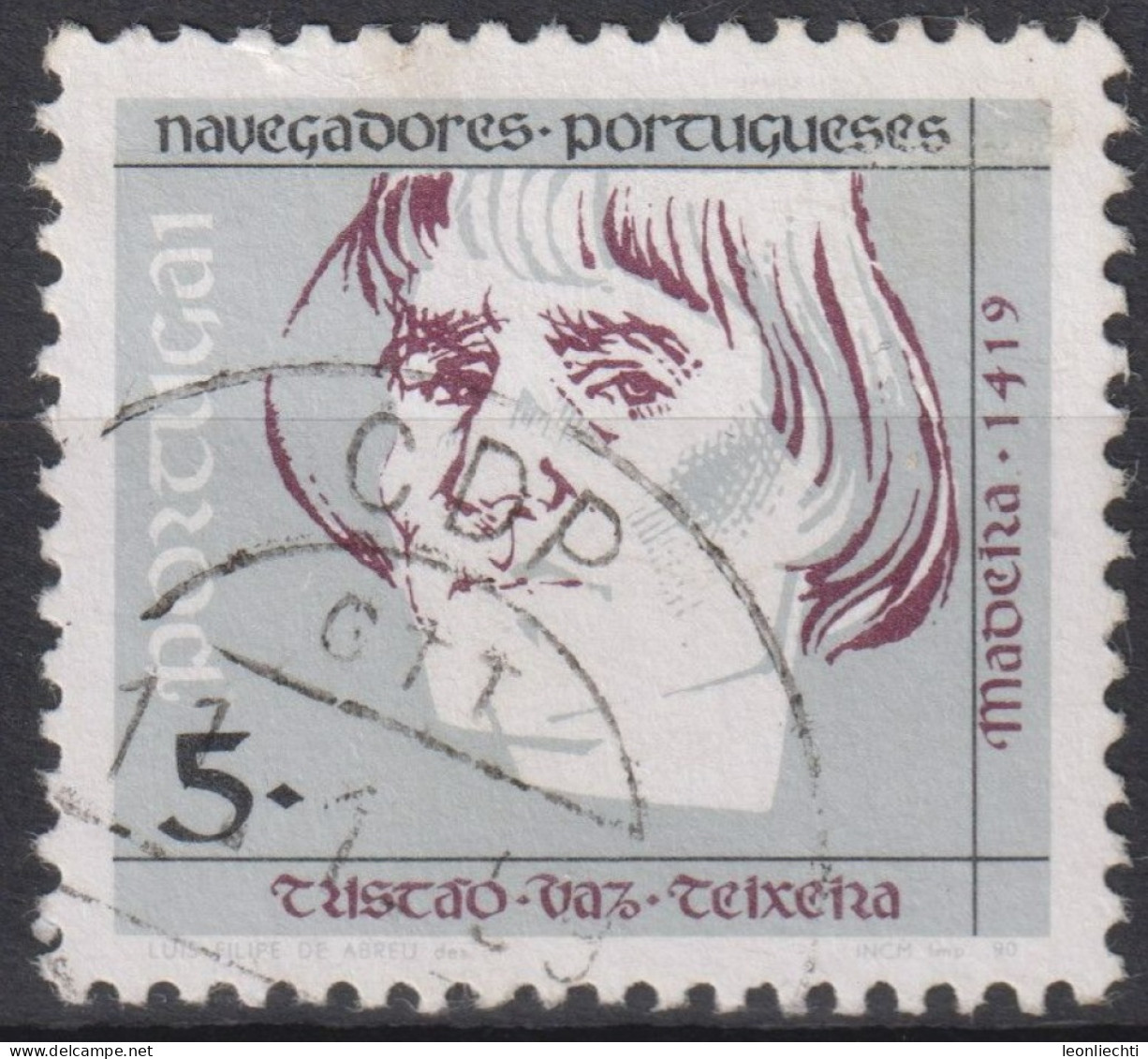 1990 Portugal ° Mi:PT 1819x, Tristão Vaz Teixeira (1395-1480), Portuguese Navigators (I) - Usado