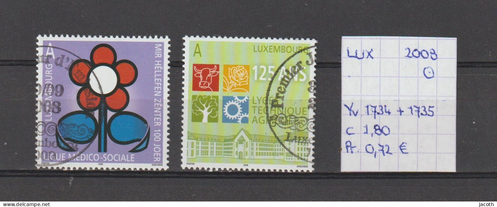 (TJ) Luxembourg 2008 - YT 1734 + 1735 (gest./obl./used) - Usati