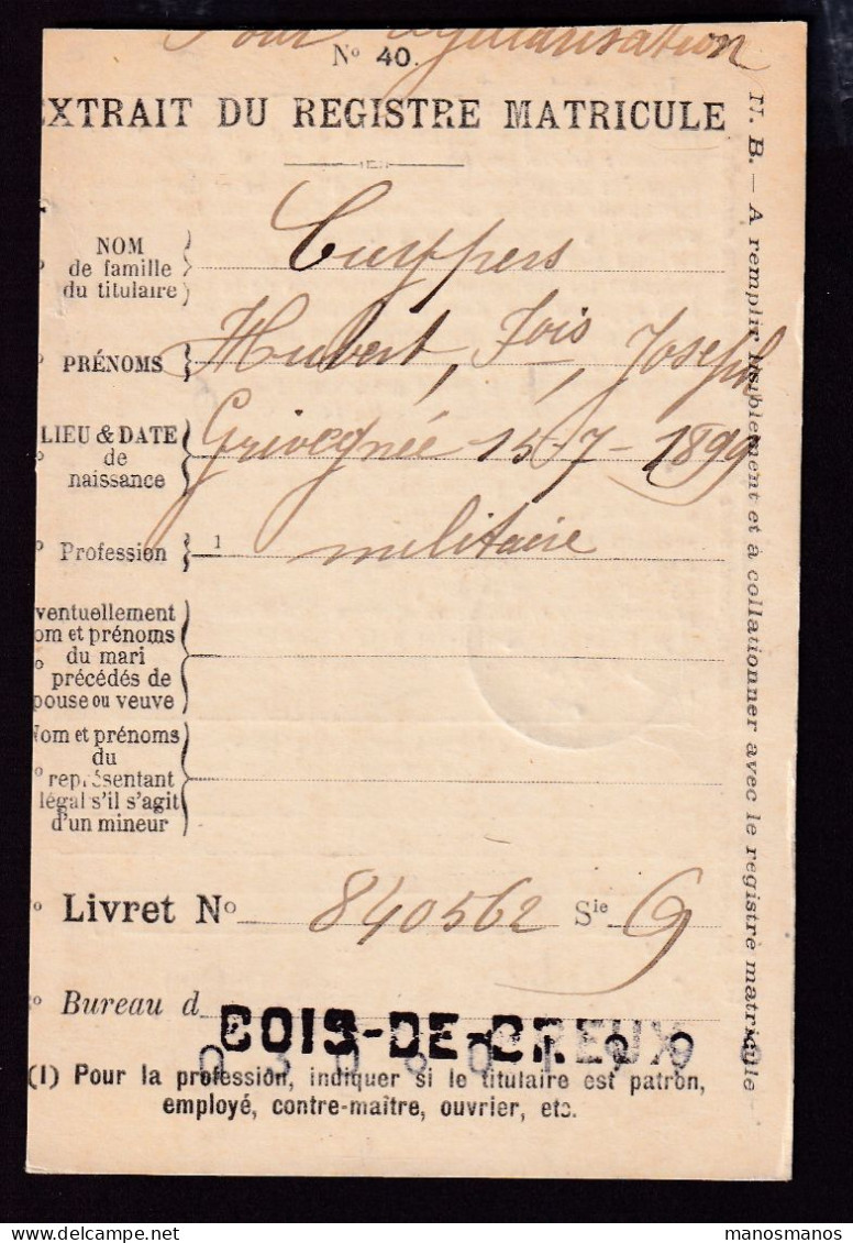 DDFF 553 -- BOIS DE BREUX - Carte De Caisse D'Epargne Postale/Postspaarkaskaart 1921 - Grande Griffe - Franquicia