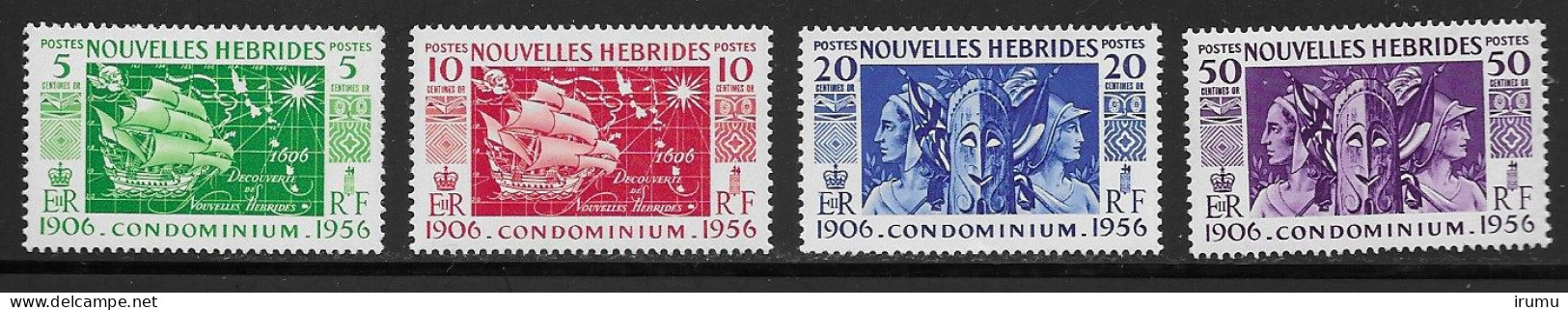 Nlle Hébrides 1956 Série Complète * (Y&T 167-170) Vc 8.5 EUR (SN 2103) - Neufs