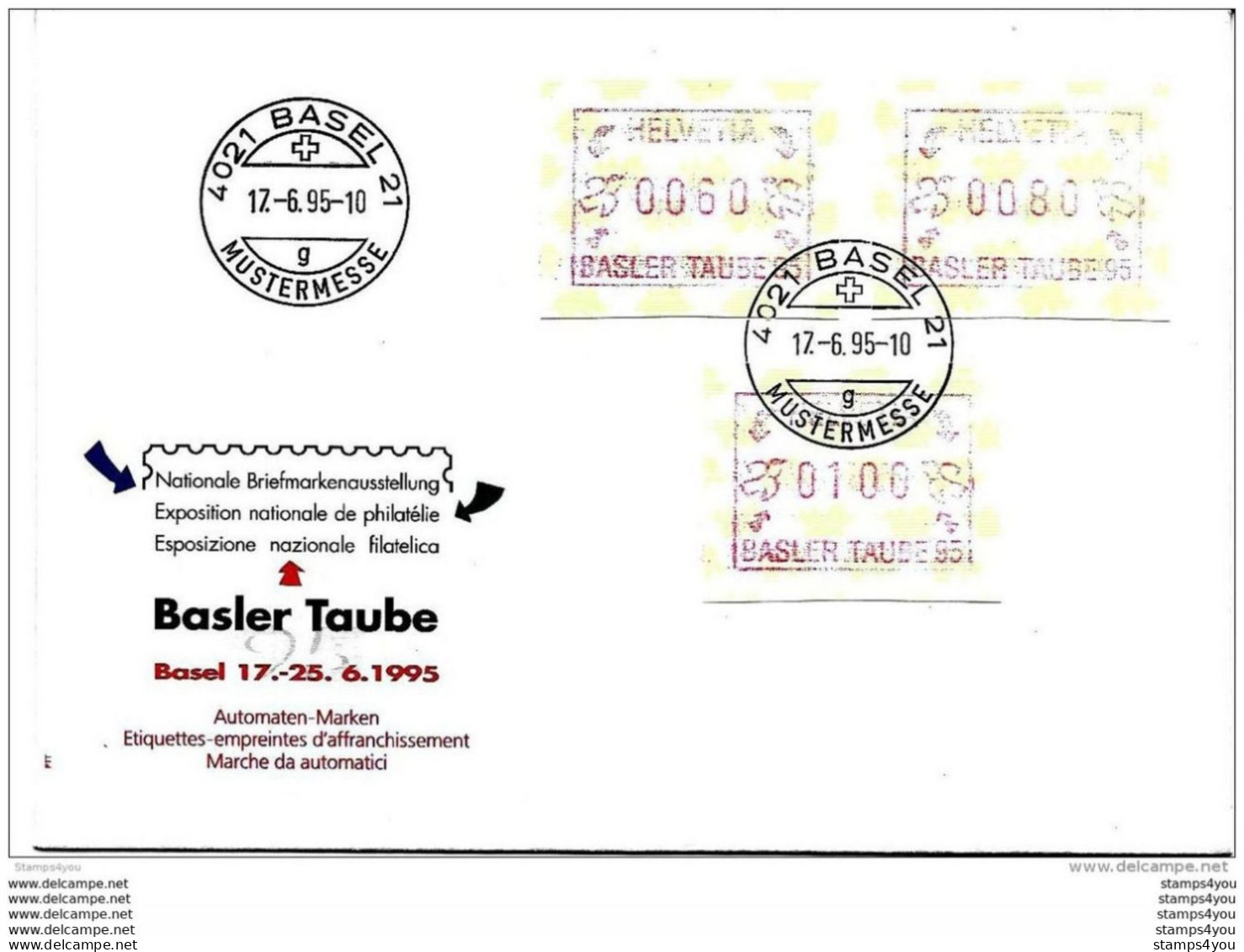 115 - 32 - Enveloppe Avec Timbres D'automate "Basler Taube" Basel Mustermesse 1995 - Automatic Stamps
