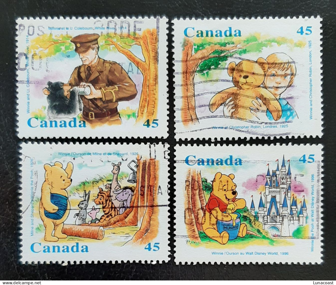 Canada 1996  USED  Sc1618-1621    4 X 45c, Winnie The Pooh - Oblitérés
