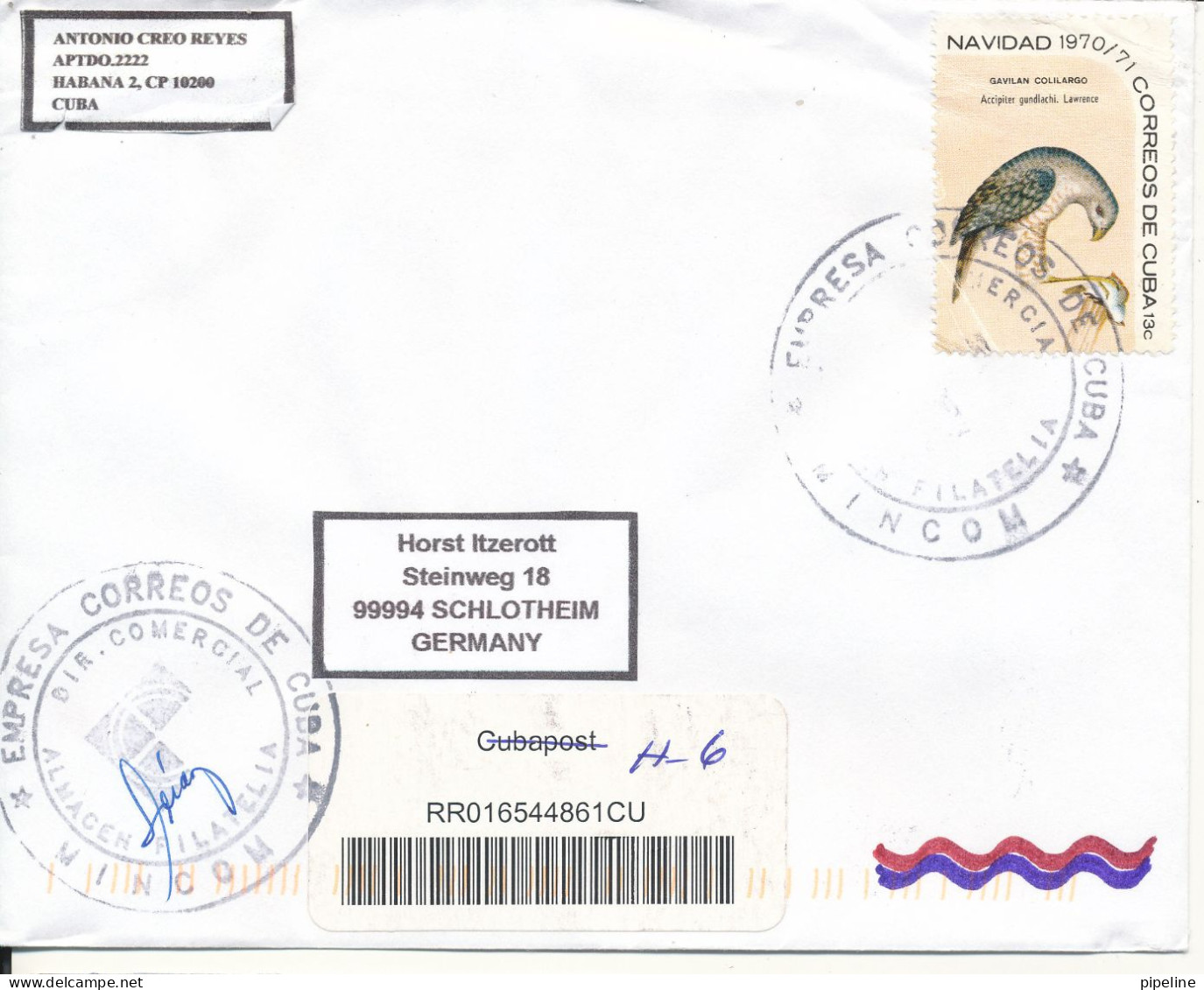 Cuba Registered Cover Sent To Germany With Topic Stamps On Front And Backside Of The Cover - Brieven En Documenten