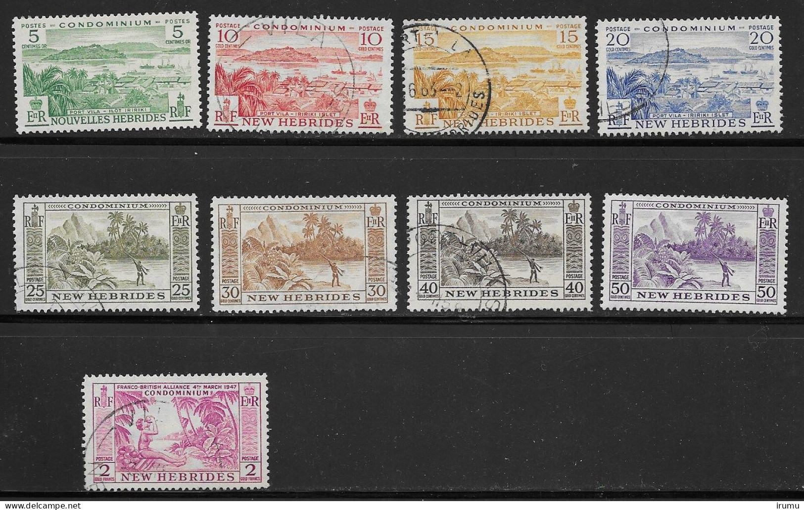 Nlle Hébrides 1957 Y&T 186-93 + 195; Vc 27 EUR (SN 2105) - Usados