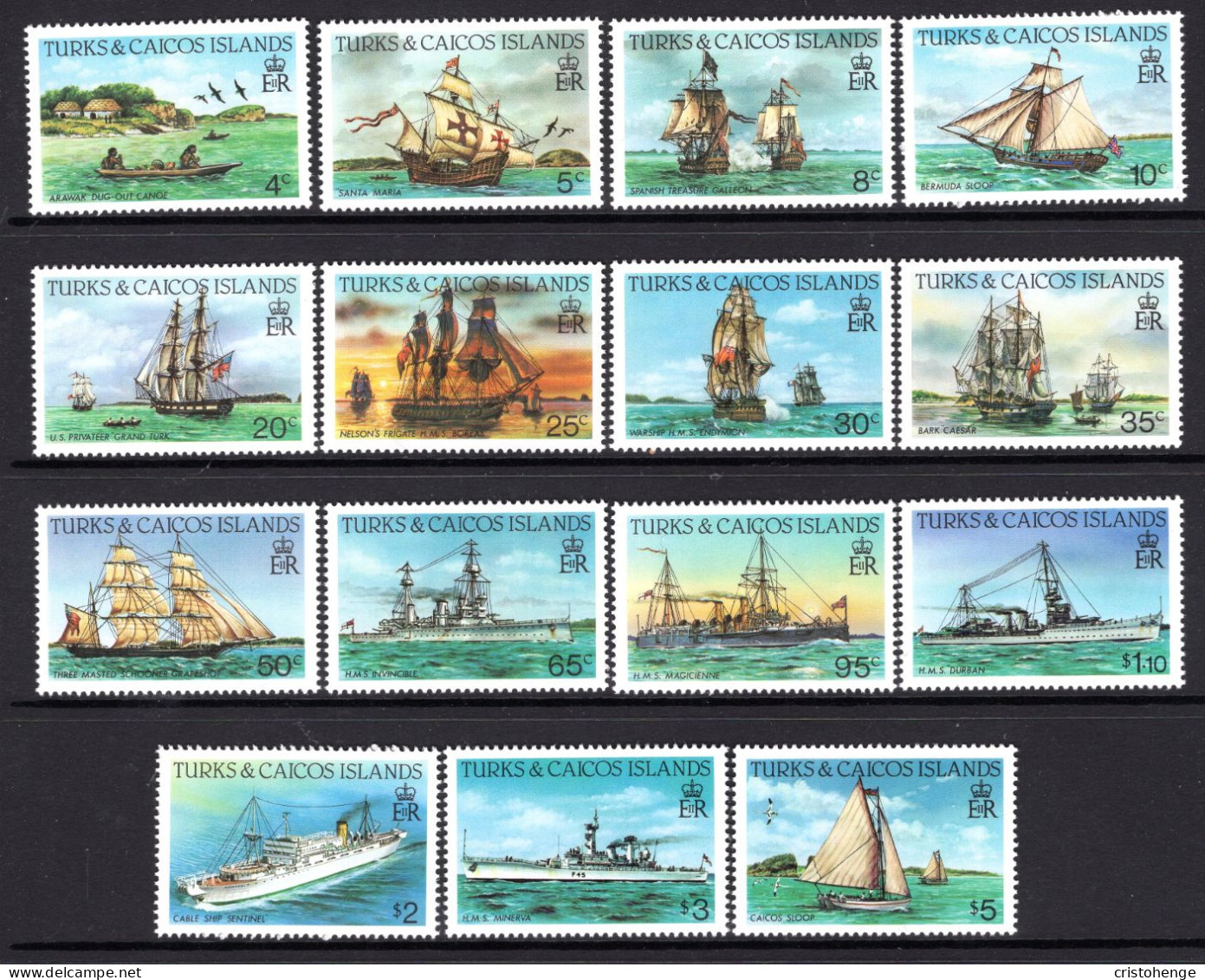 Turks & Caicos Islands 1983-85 Ships - P.14 - Set MNH (SG 769-783) - Turks And Caicos