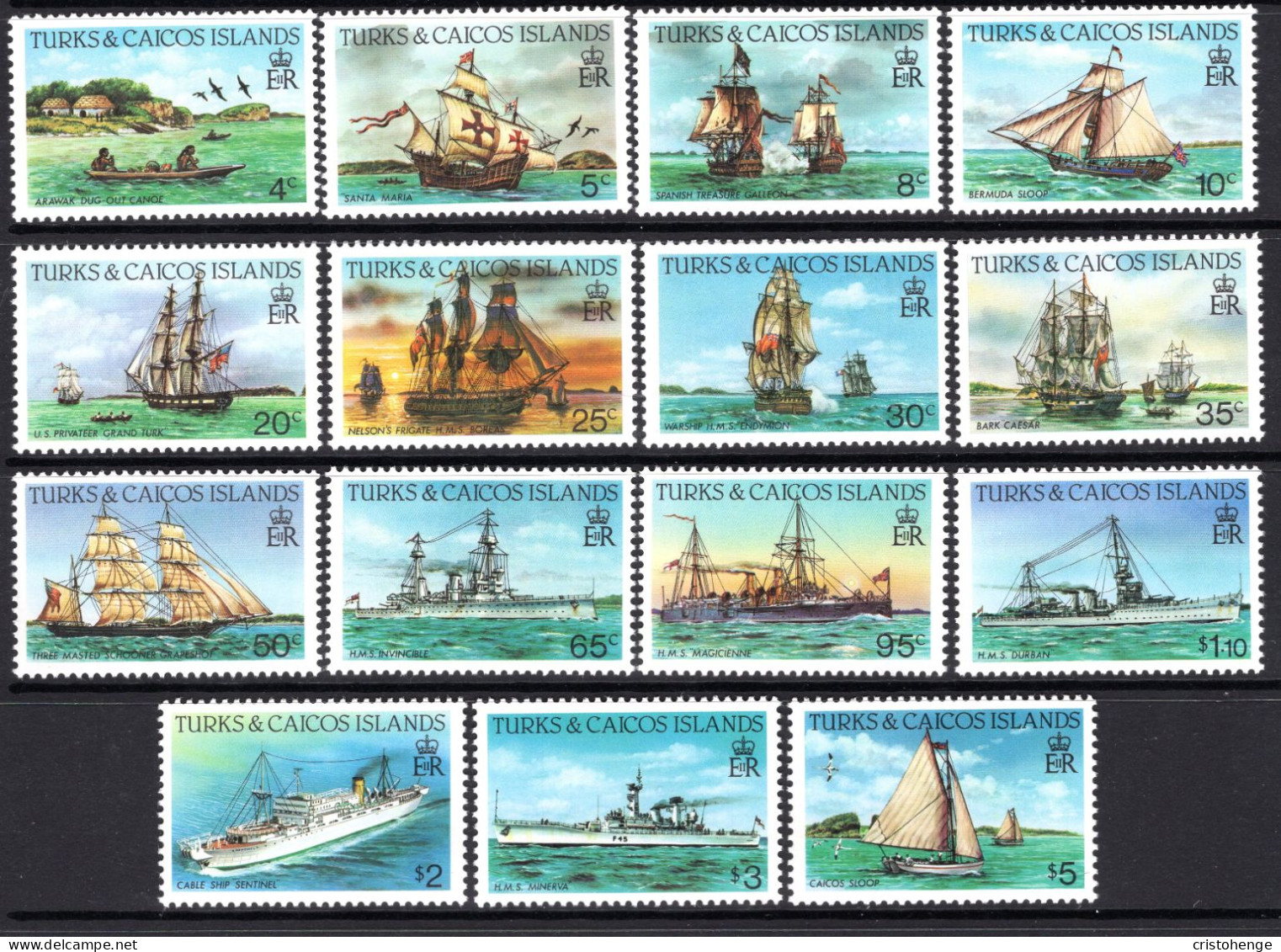 Turks & Caicos Islands 1983-85 Ships - P.12½ X 12 - Set MNH (SG 769a-783a) - Turks And Caicos