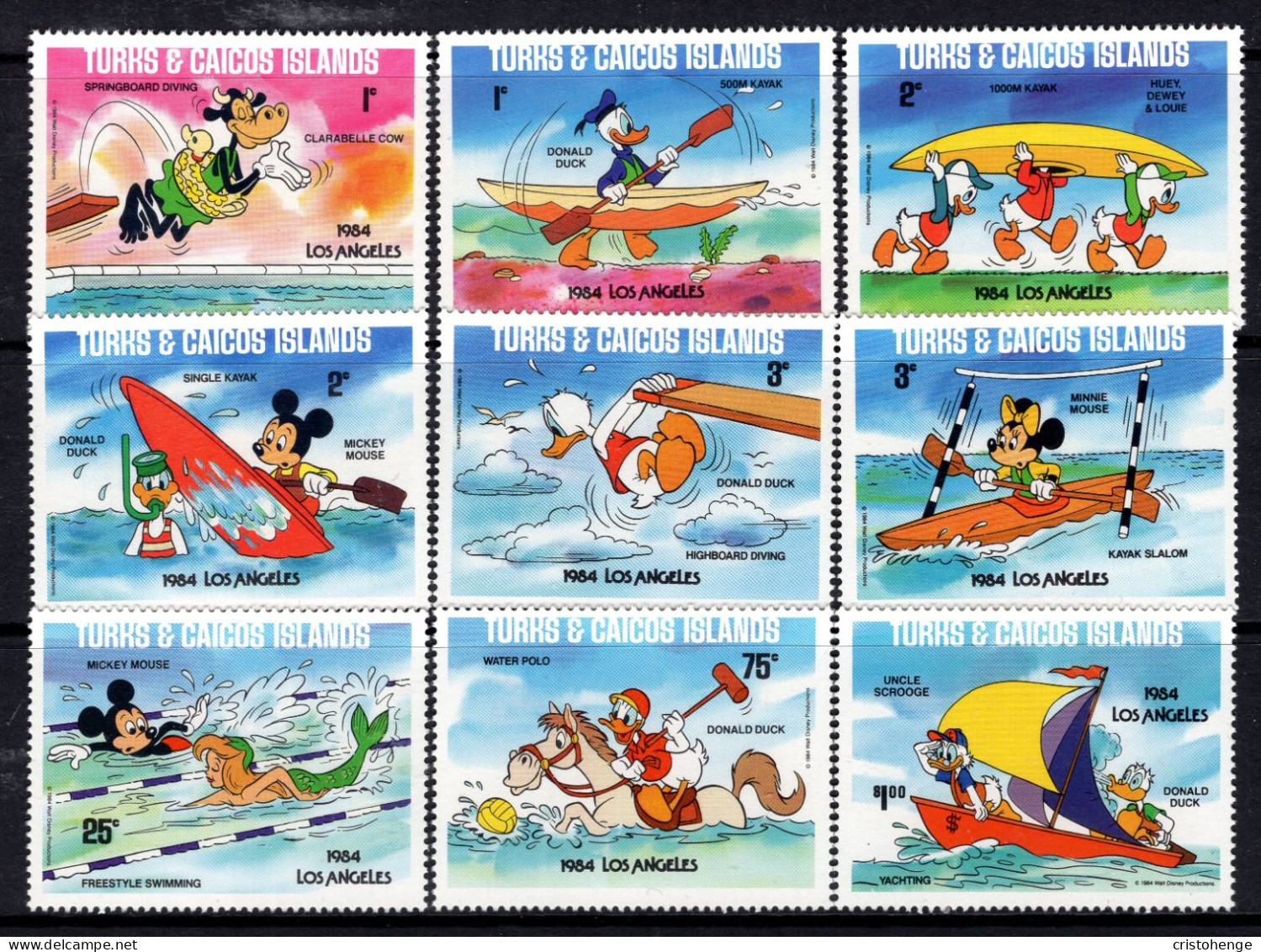 Turks & Caicos Islands 1984 Olympics, Walt Disney - 1984 LOS ANGELES - Set MNH (SG 786A-794A) - Turks And Caicos