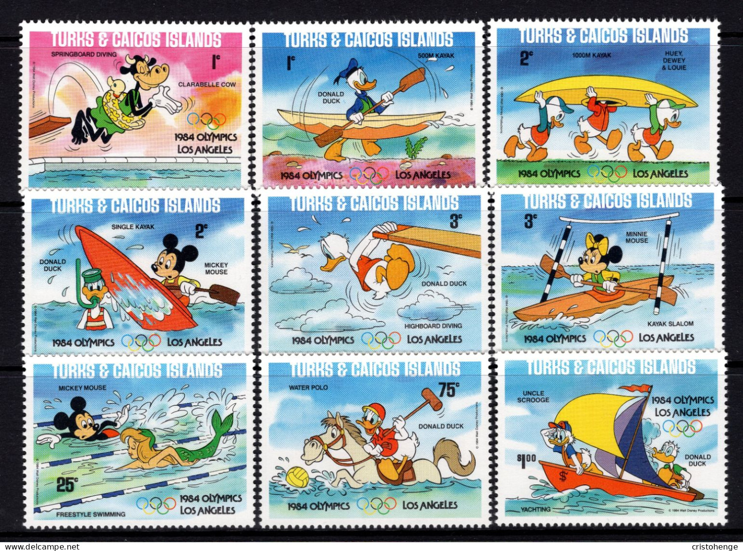 Turks & Caicos Islands 1984 Olympics, Walt Disney - 1984 OLYMPICS LOS ANGELES - Set MNH (SG 786B-794B) - Turks And Caicos