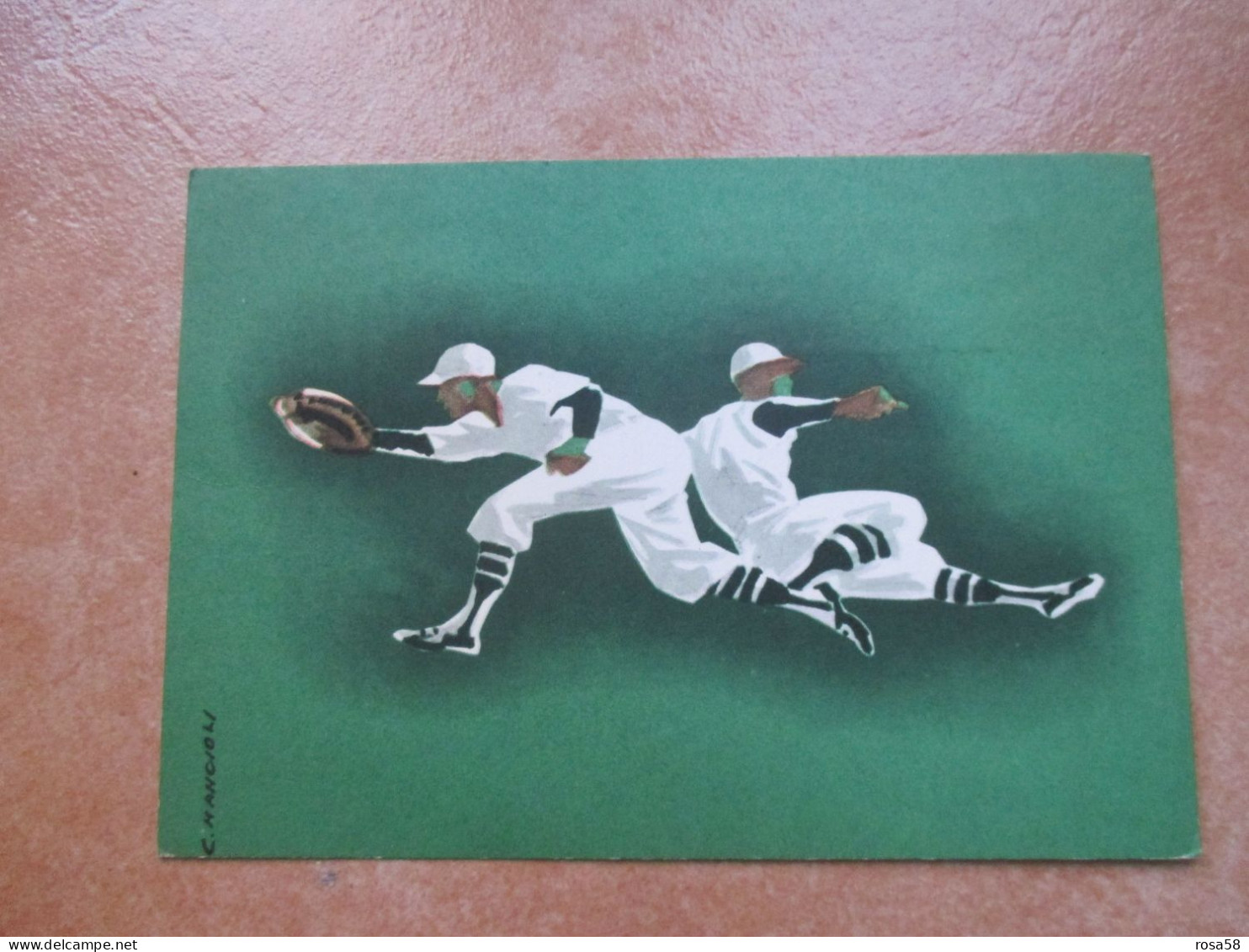 TRIESTE 4.8.1968 Italia Antille Olandesi VILLA OPICINA Cartolina Illustratore C.MANCIOLI - Baseball