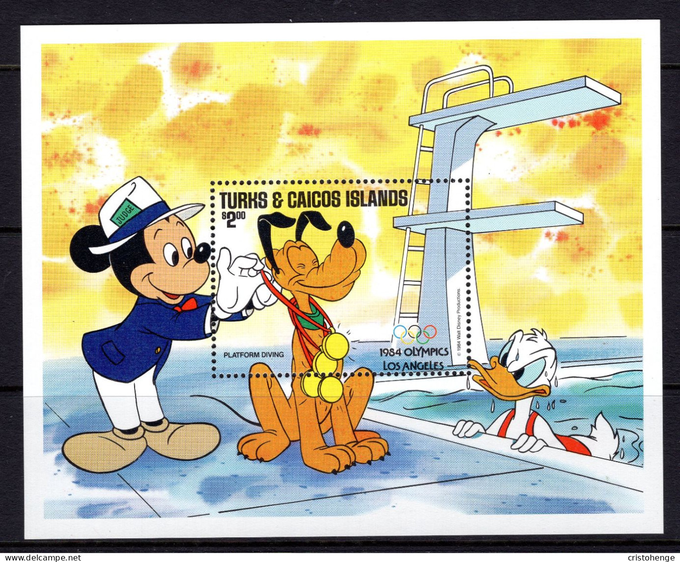 Turks & Caicos Islands 1984 Olympics, Walt Disney - 1984 OLYMPICS LOS ANGELES - MS MNH (SG MS795B) - Turks And Caicos